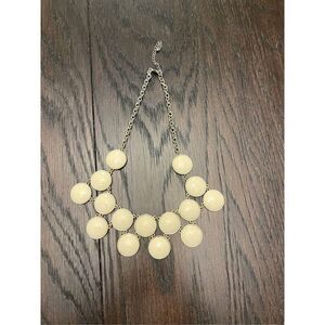Statement Necklace Cream Dot Enamel and Gold Tone Metal Choker Necklace Vintage‎